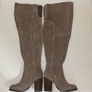 Kelsi Dagger Taupe Over the Knee Suede Boots Women’s 6.5 Block Heel Round Toe
